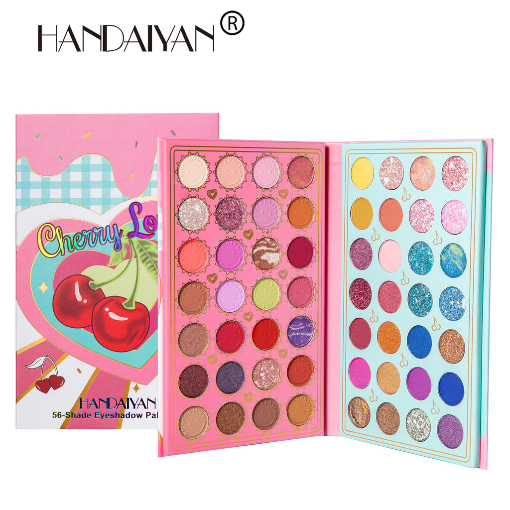 Palette de maquillage pour les yeux HANDAIYAN 56 couleurs, fini nacré mat à paillettes, maquillage de scène pour homme
