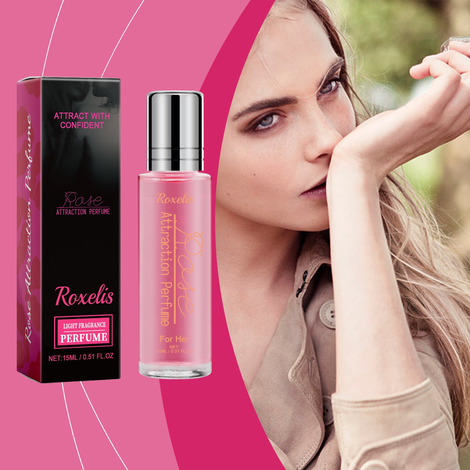 Parfum Rose Light, fragrance naturelle, fraîche et légère, format nomade et longue durée. Pour une femme au charme irrésistible.