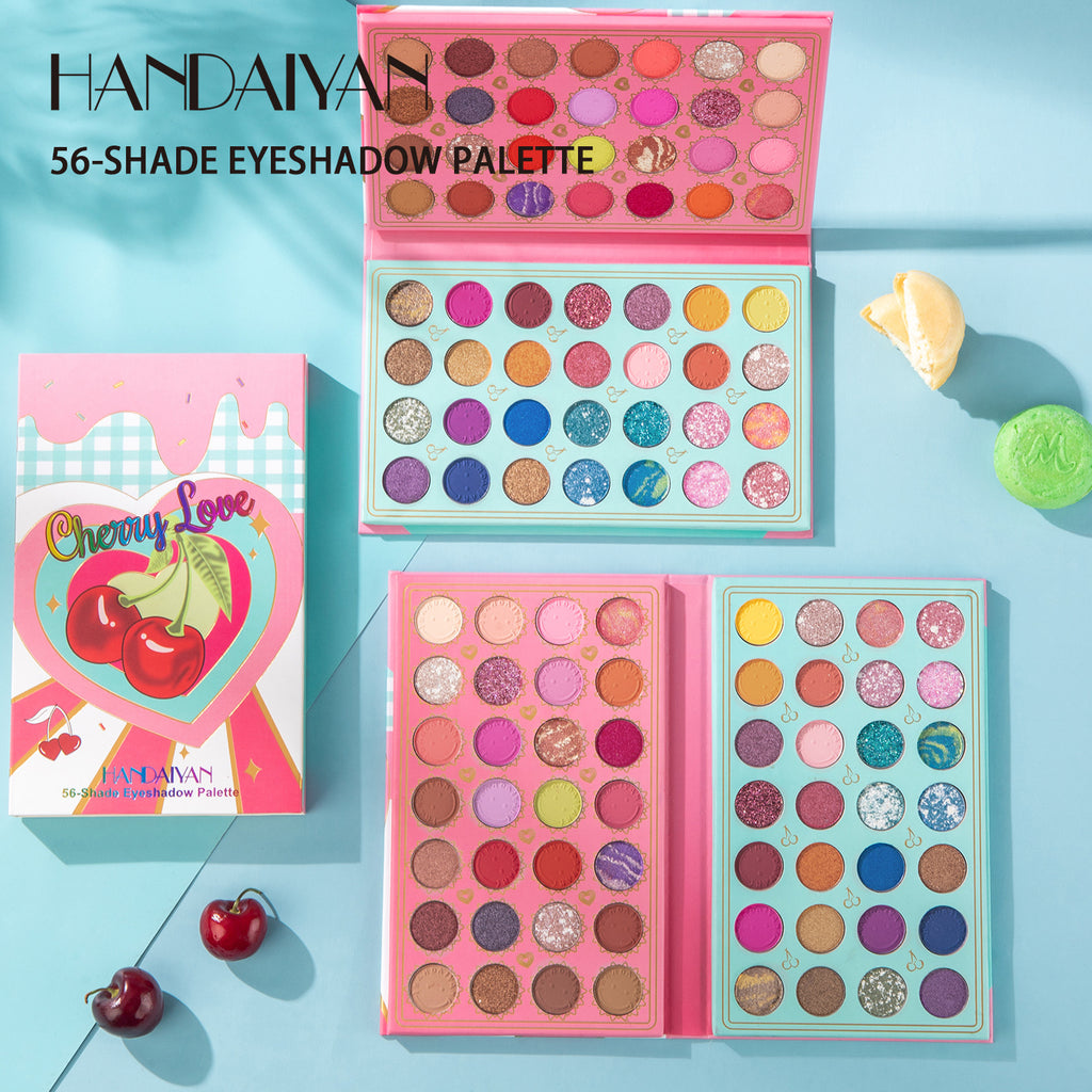 Palette de maquillage pour les yeux HANDAIYAN 56 couleurs, fini nacré mat à paillettes, maquillage de scène pour homme