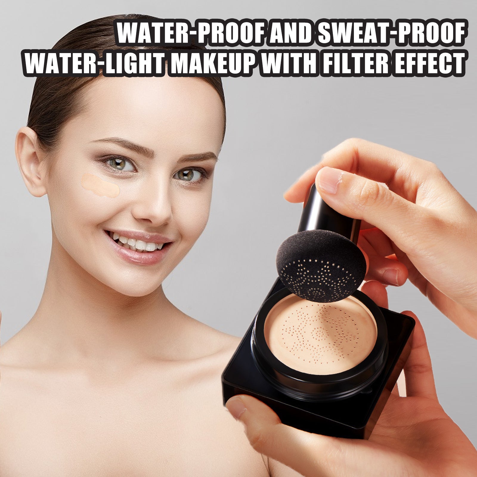 EELHOE Magic Mat Poudre Puff, Blanc Ivoire Naturel Invisible Pores, avec Coussin d'Air Champignon sur Base de Maquillage