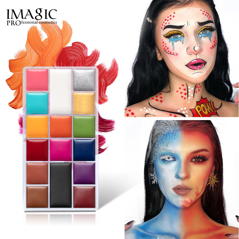 Palette de maquillage IMAGIC 16 couleurs pour le corps, effet soyeux, waterproof et résistant à la transpiration, idéale pour Noël, Halloween et les s
