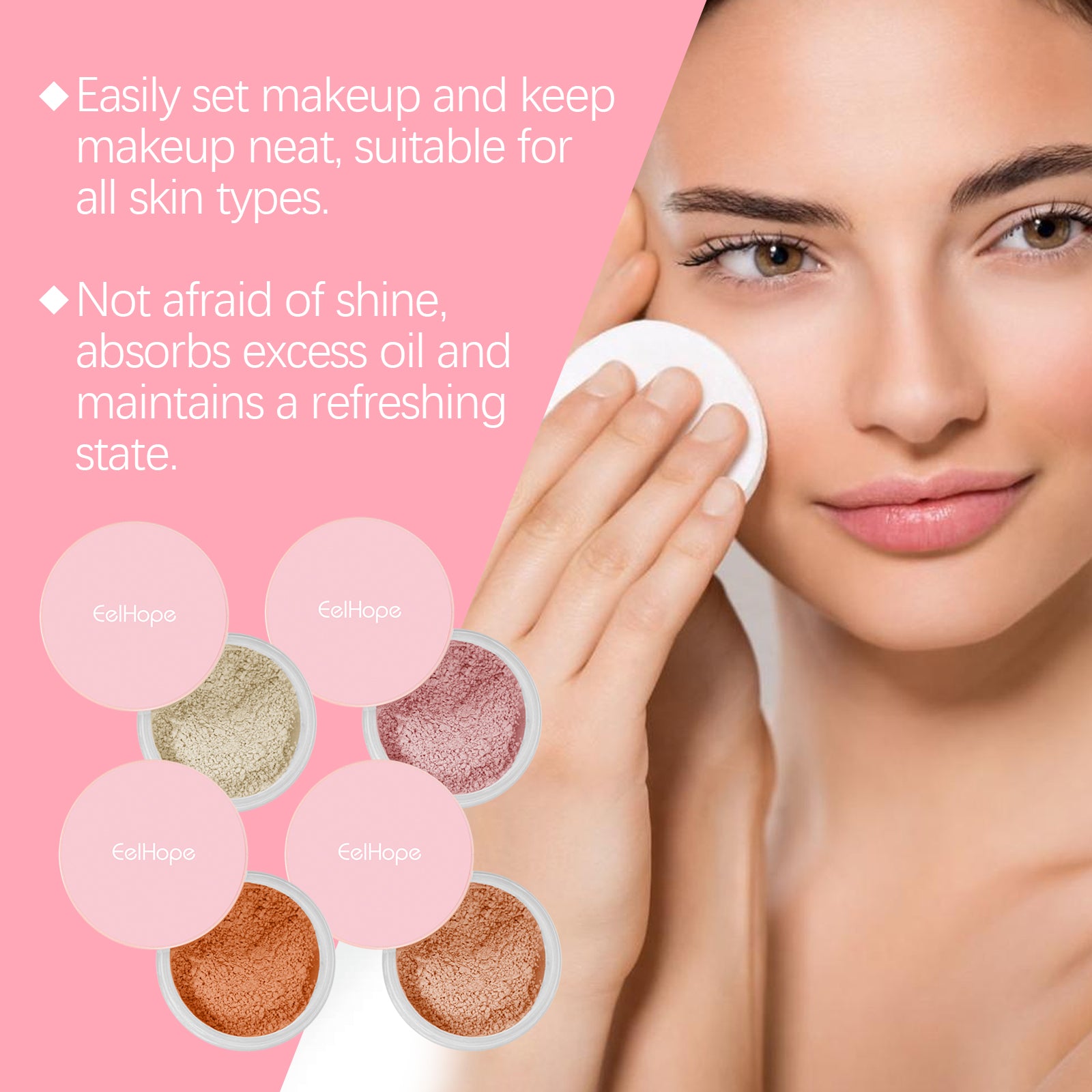 La poudre fixante Eelhope avec pinceau (beige) offre un fini naturel, léger, fin et respirant, avec un effet peau de serpent. Elle convient à une util