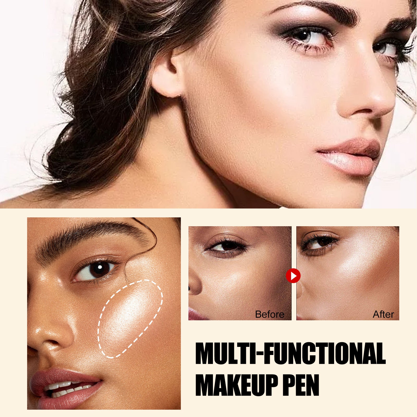 Stylo maquillage multifonctionnel EELHOE, illuminateur de teint, stick de beauté liquide 3D pour un contouring naturel et 3D.
