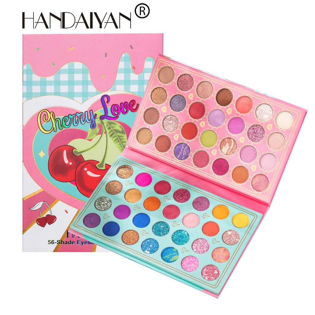 Palette de maquillage pour les yeux HANDAIYAN 56 couleurs, fini nacré mat à paillettes, maquillage de scène pour homme