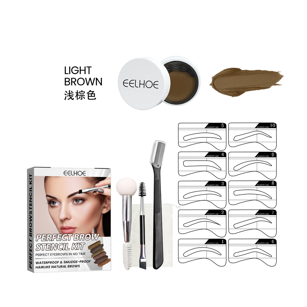Kit de pochoirs à sourcils EELHOE Perfect Brow, couleur naturelle 3D, imperméable, lisse et facile à appliquer, sans bavure, sans maquillage.