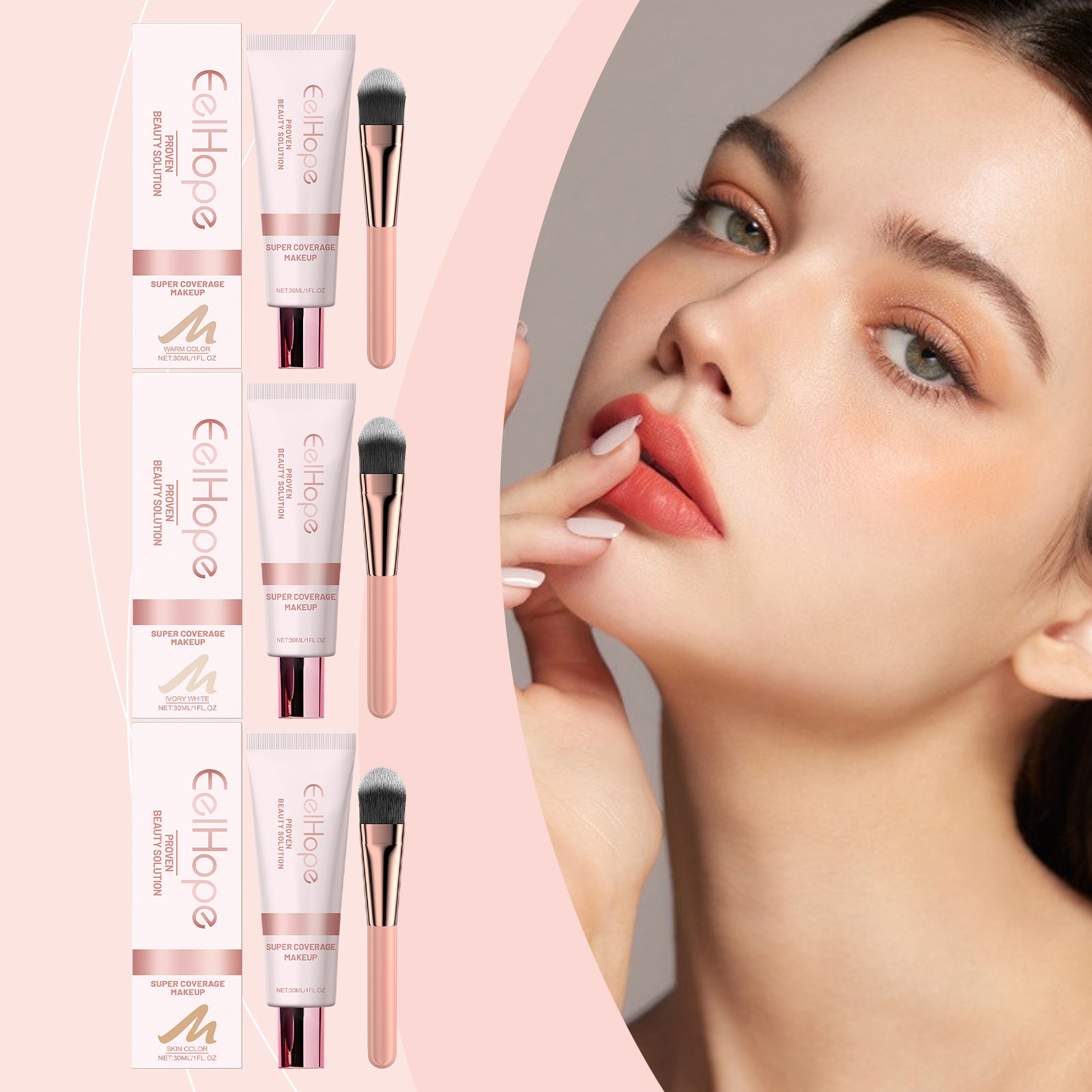 Fond de teint liquide correcteur Eelhope, naturel, léger, hydratant et illuminateur, contrôle fort du sébum