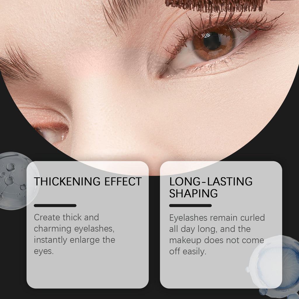 Mascara brun zephoco, fin et recourbant, pour un maquillage naturel longue tenue, waterproof, résistant à la transpiration et ne coule pas.