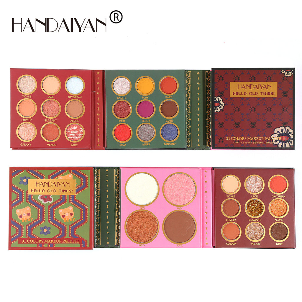 HANDAIYAN 31 Colors Eyeshadow Palette + Blush Highlighter Makeup Set Set Box Pearlescent Matte Eyeshadow