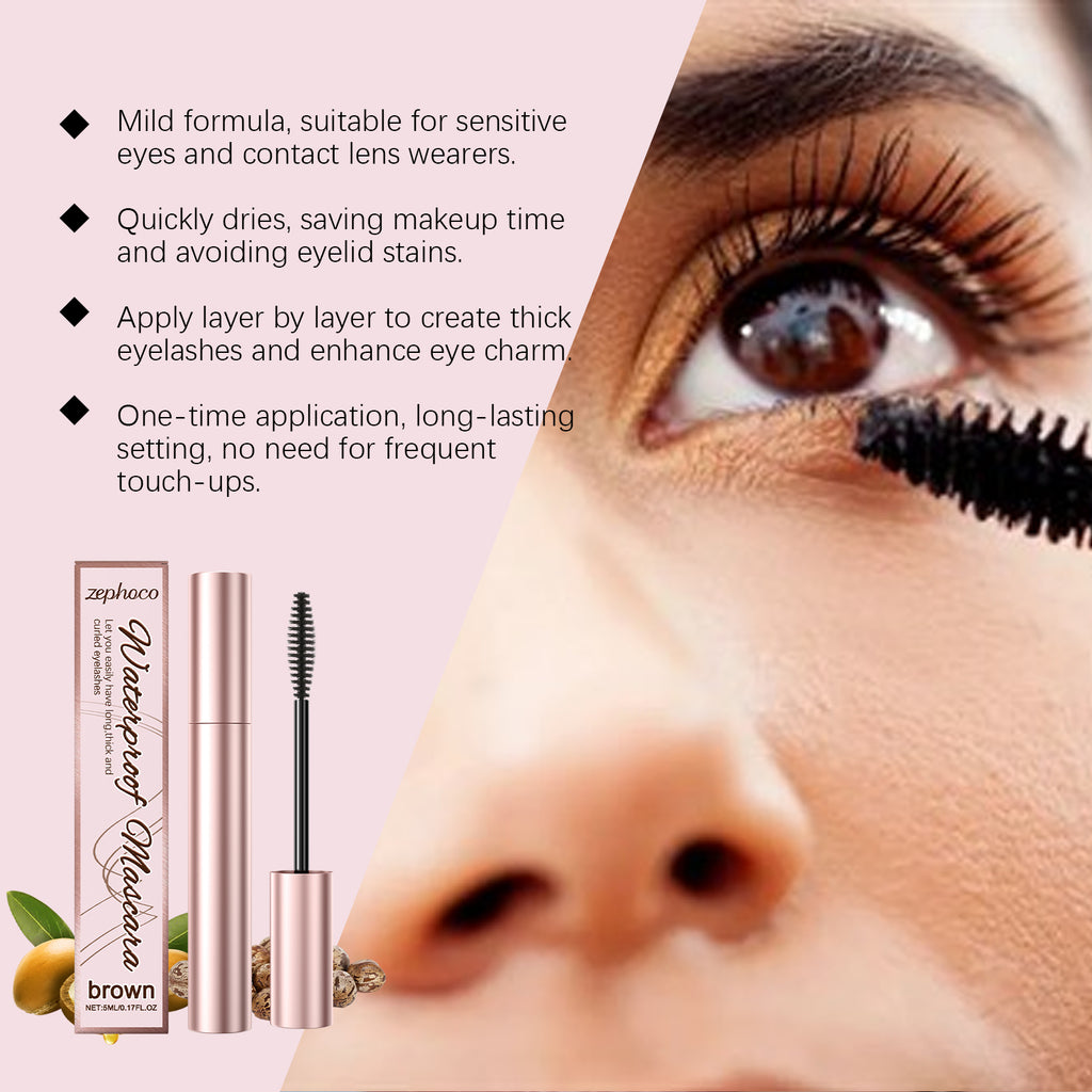 Mascara boucles brunes zephoco, hydrate quotidiennement, mascara fixateur beauté naturelle