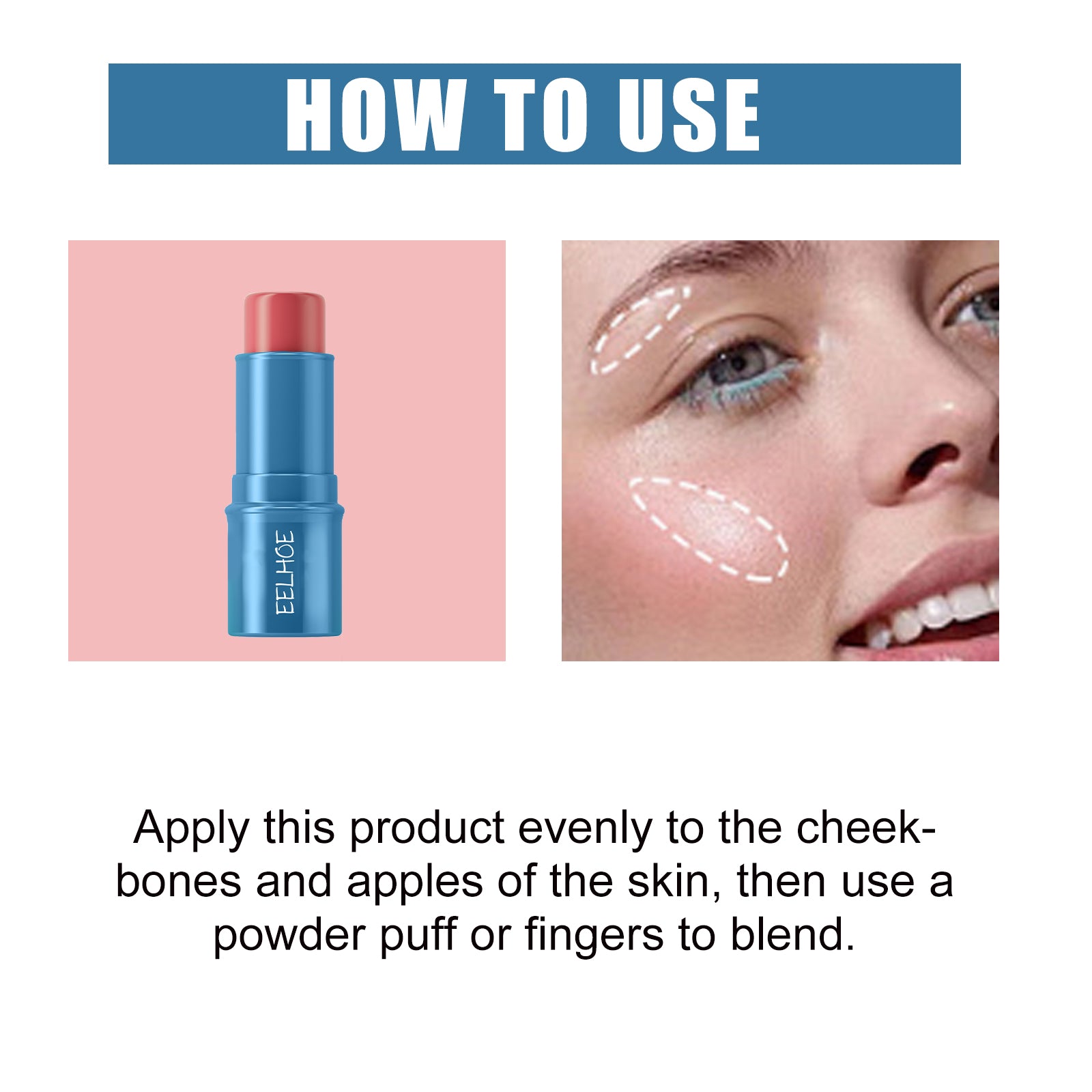 EELHOE Blush Stick, Crème contouring corps légère, illuminatrice, naturelle et waterproof, effet 3D.