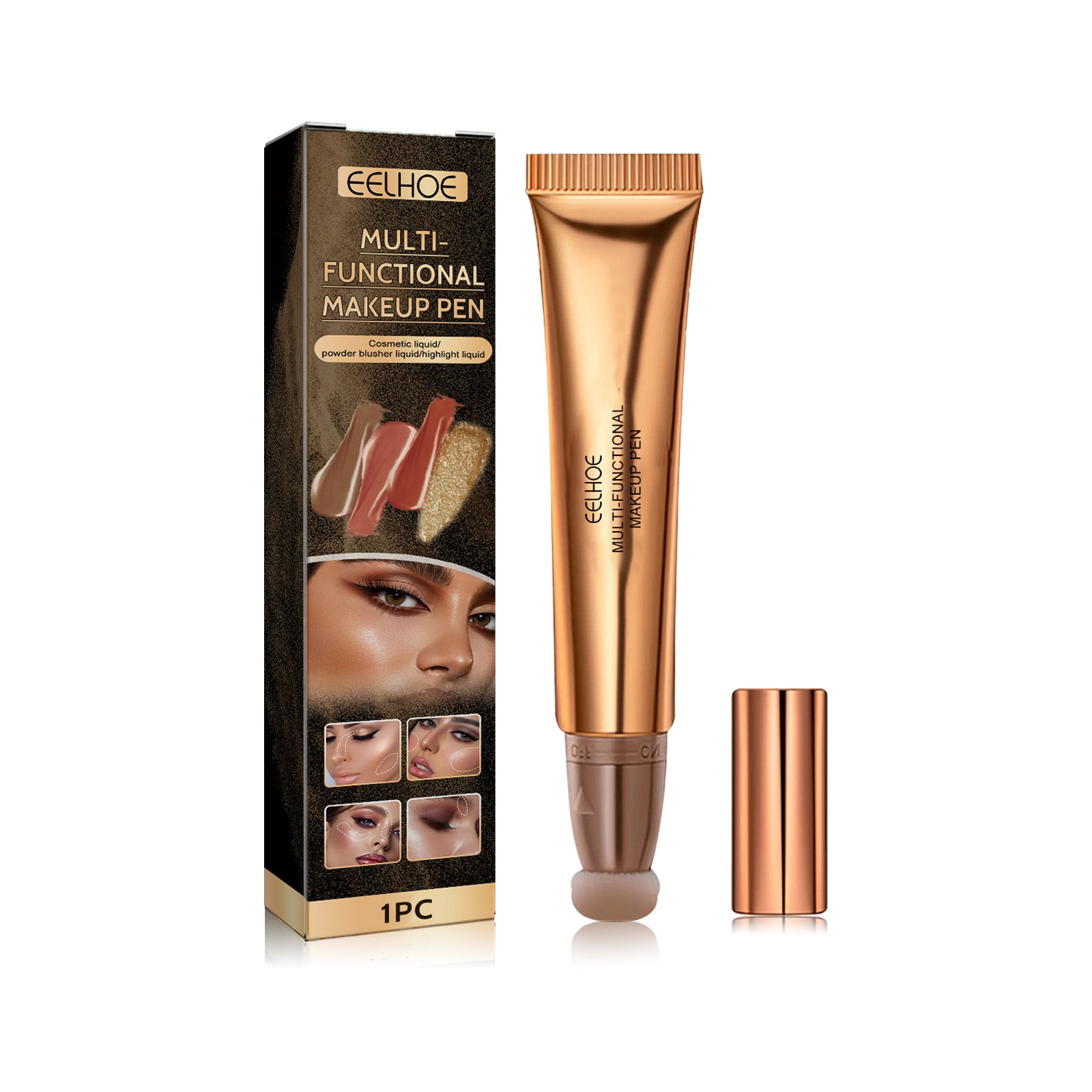 Stylo maquillage multifonctionnel EELHOE, illuminateur de teint, stick de beauté liquide 3D pour un contouring naturel et 3D.