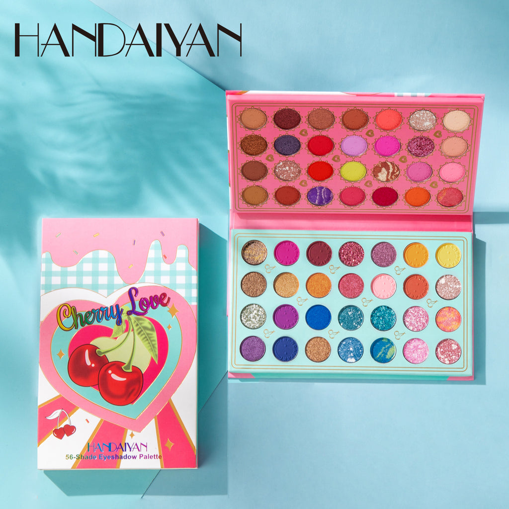 Palette de maquillage pour les yeux HANDAIYAN 56 couleurs, fini nacré mat à paillettes, maquillage de scène pour homme