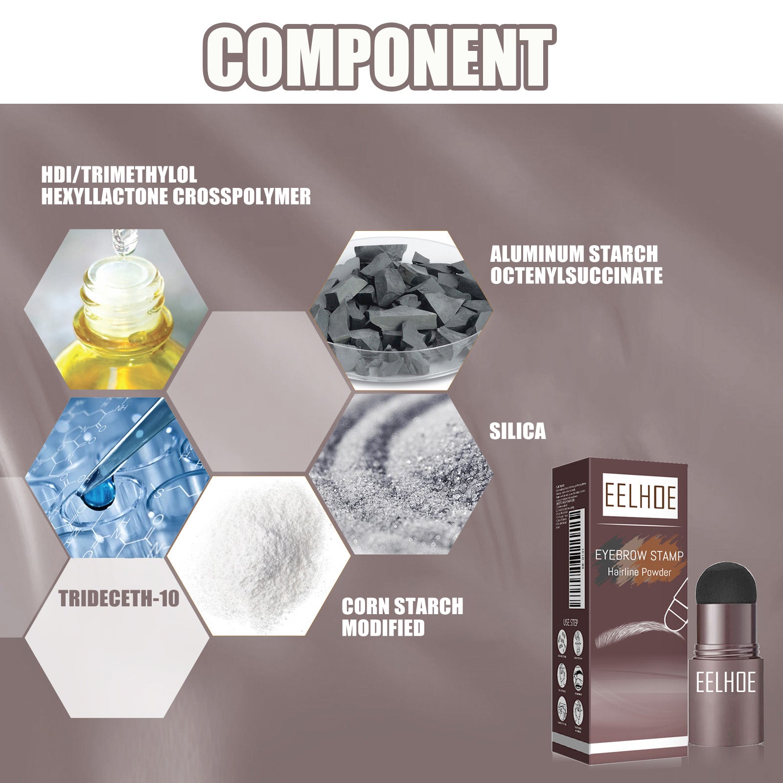 Moule à sourcils EELHOE (Boîte marron moyen) - Maquillage pour sourcils facile et rapide - Poudre waterproof pour les sourcils