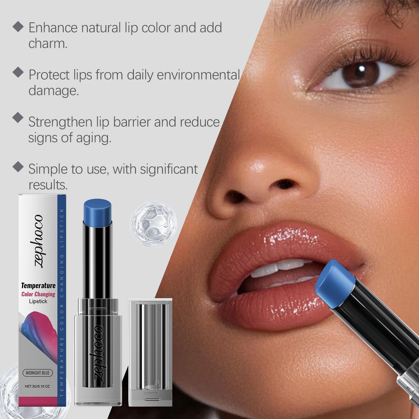 zephoco Midnight Blue Warming Lip Balm, Pamper, Nourish, Moisturize, Moisturize And Improve Dry Lip Skin