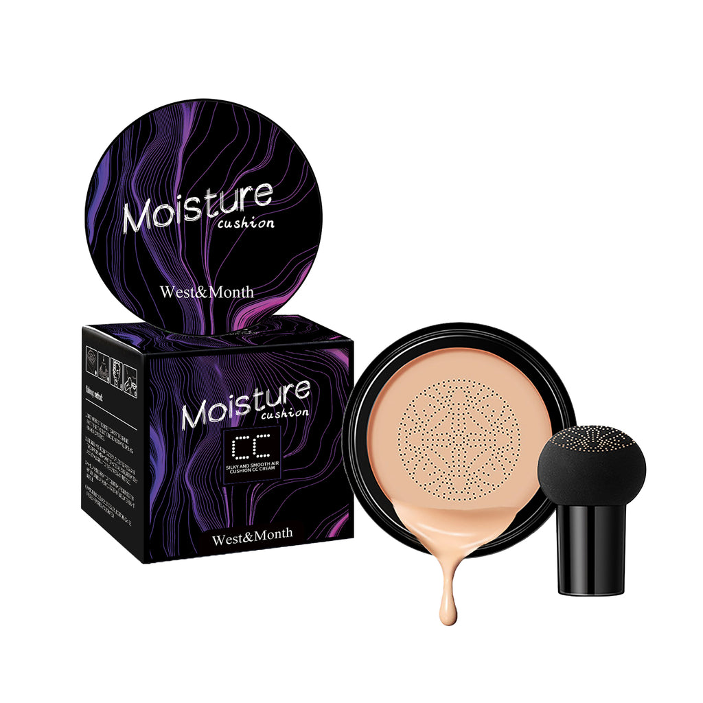 Correcteur hydratant West&Month Mushroom Head Air Cushion, effet naturel longue tenue et maquillage impeccable.