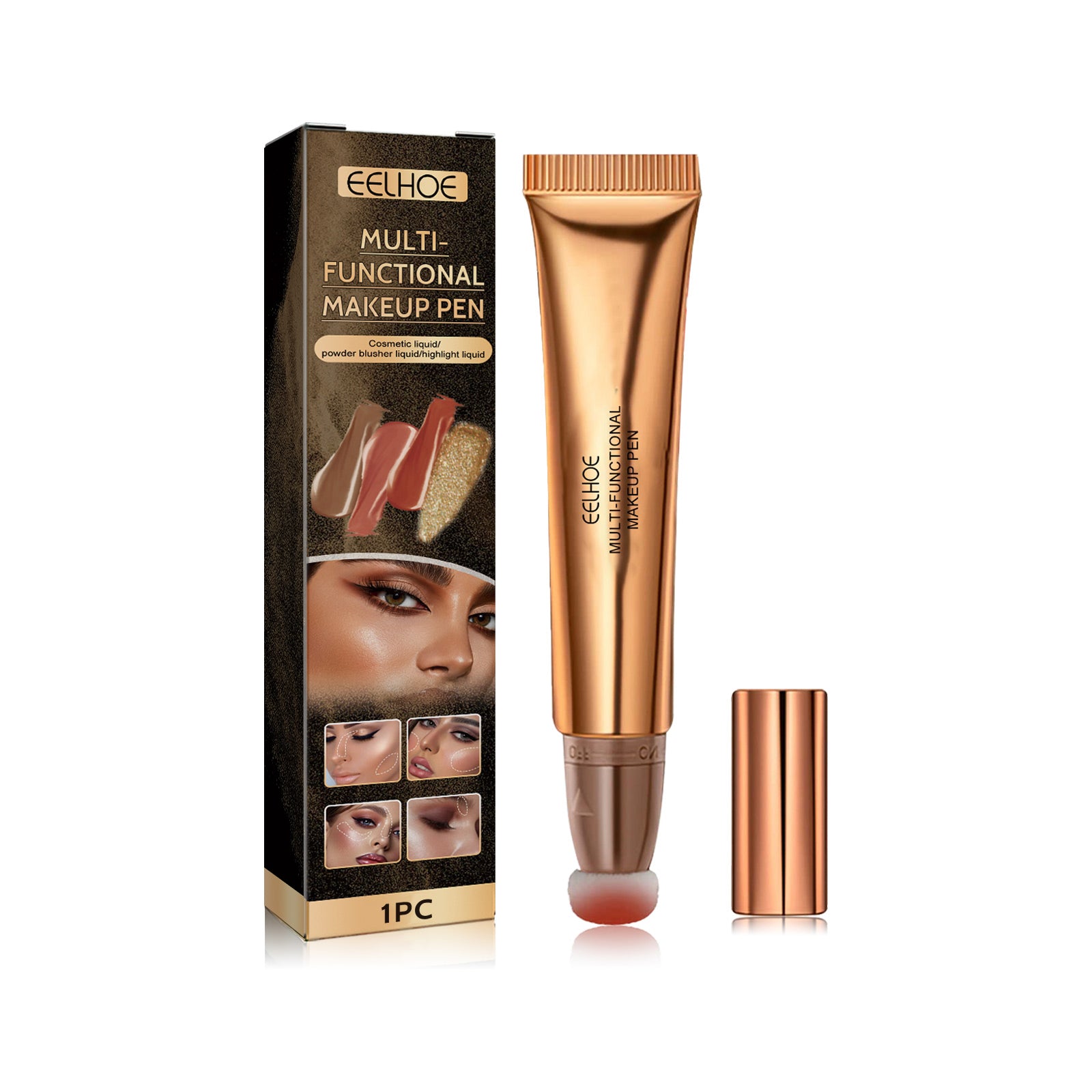 Stylo maquillage multifonctionnel EELHOE, illuminateur de teint, stick de beauté liquide 3D pour un contouring naturel et 3D.