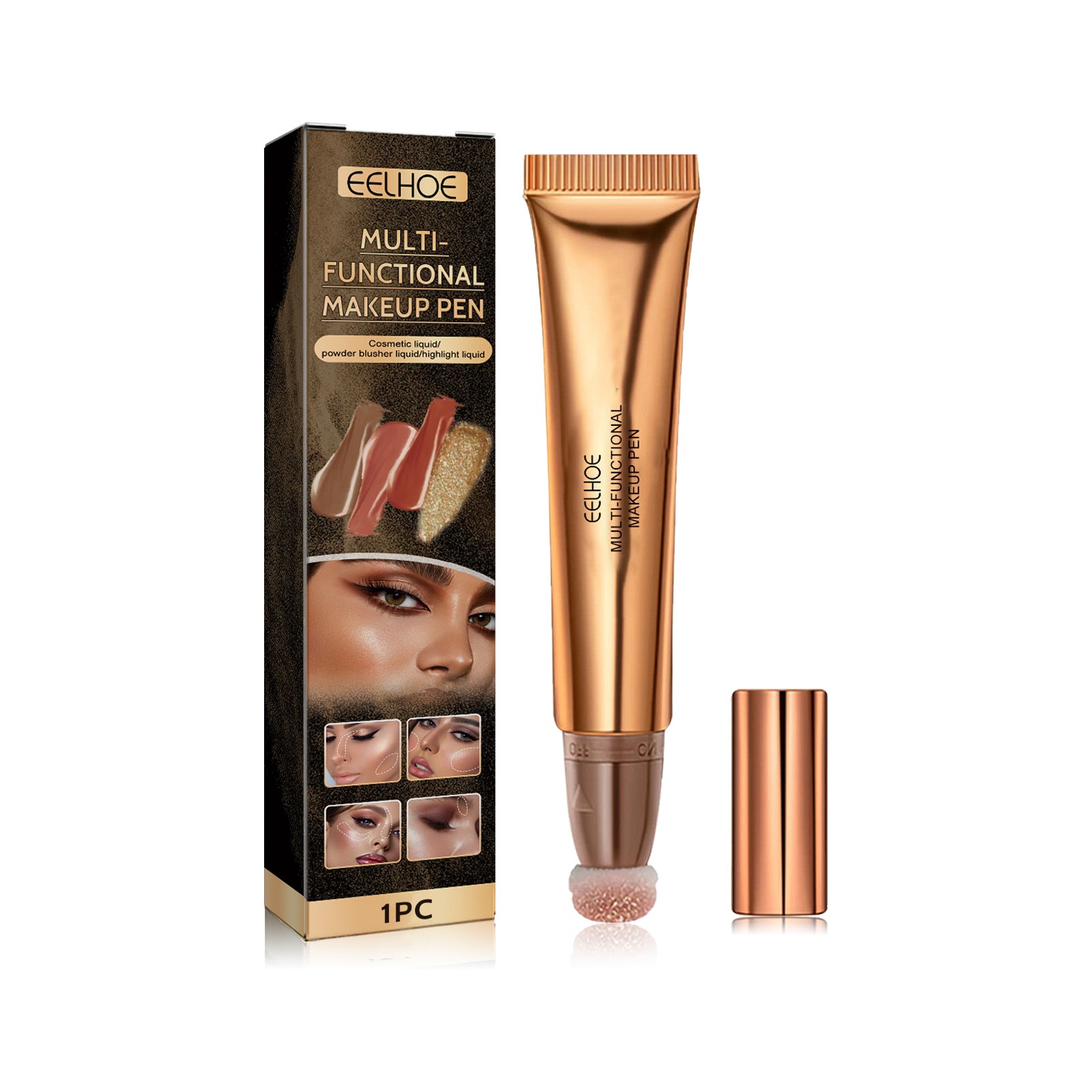 Stylo maquillage multifonctionnel EELHOE, illuminateur de teint, stick de beauté liquide 3D pour un contouring naturel et 3D.