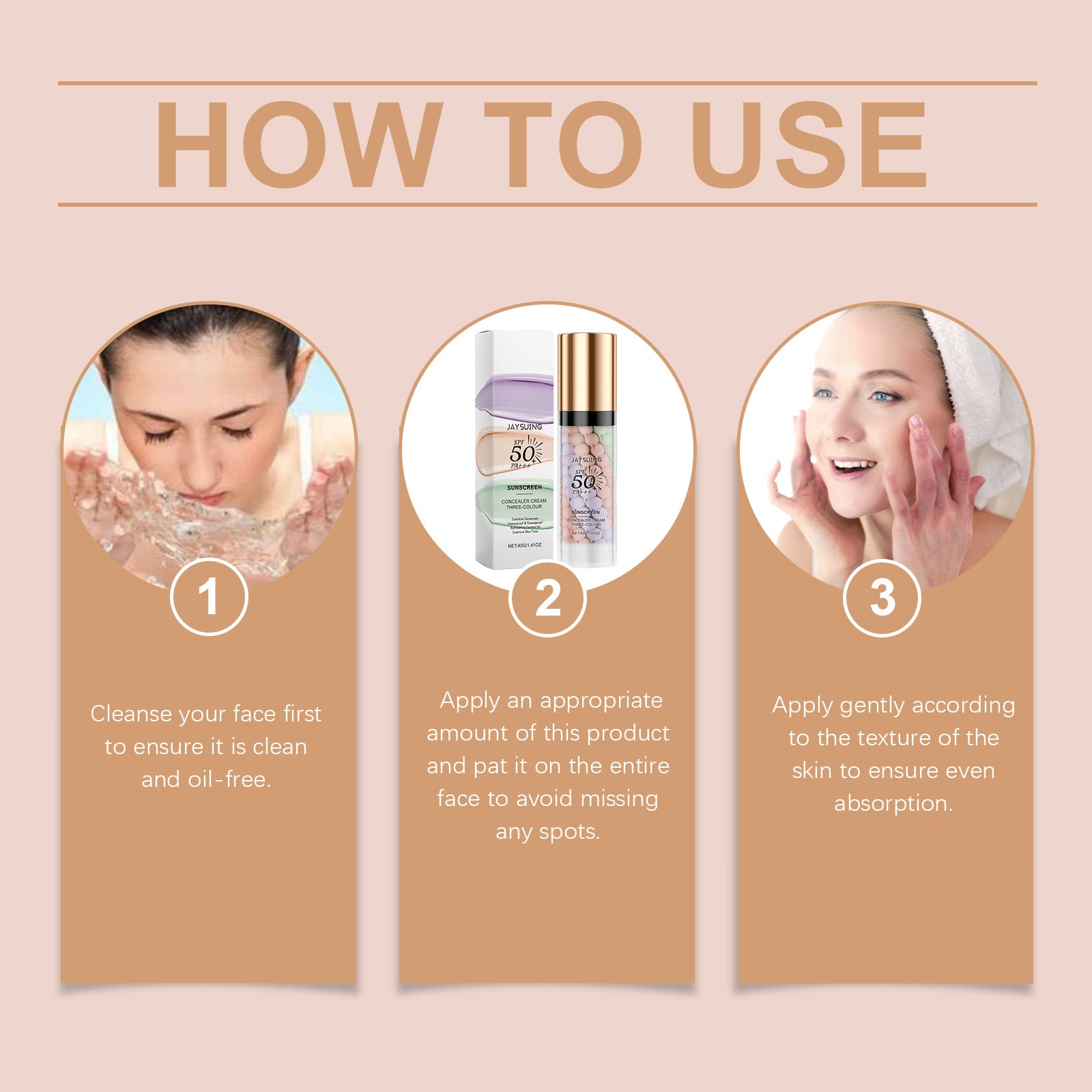 Base protectrice tricolore Jaysuing, base correctrice, soin de la peau, hydratante, camoufle les imperfections, lisse et fixe le maquillage