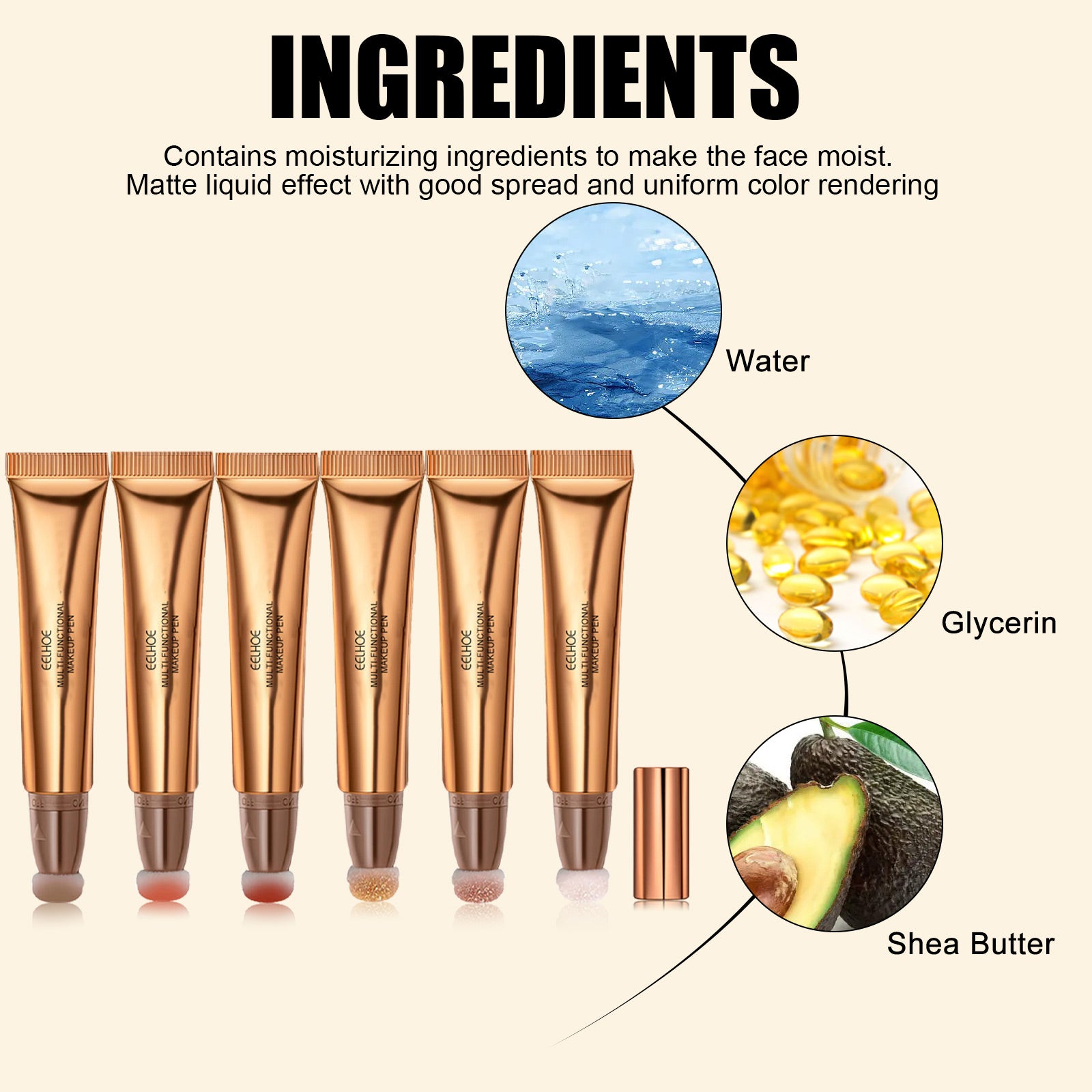 Stylo maquillage multifonctionnel EELHOE, illuminateur de teint, stick de beauté liquide 3D pour un contouring naturel et 3D.