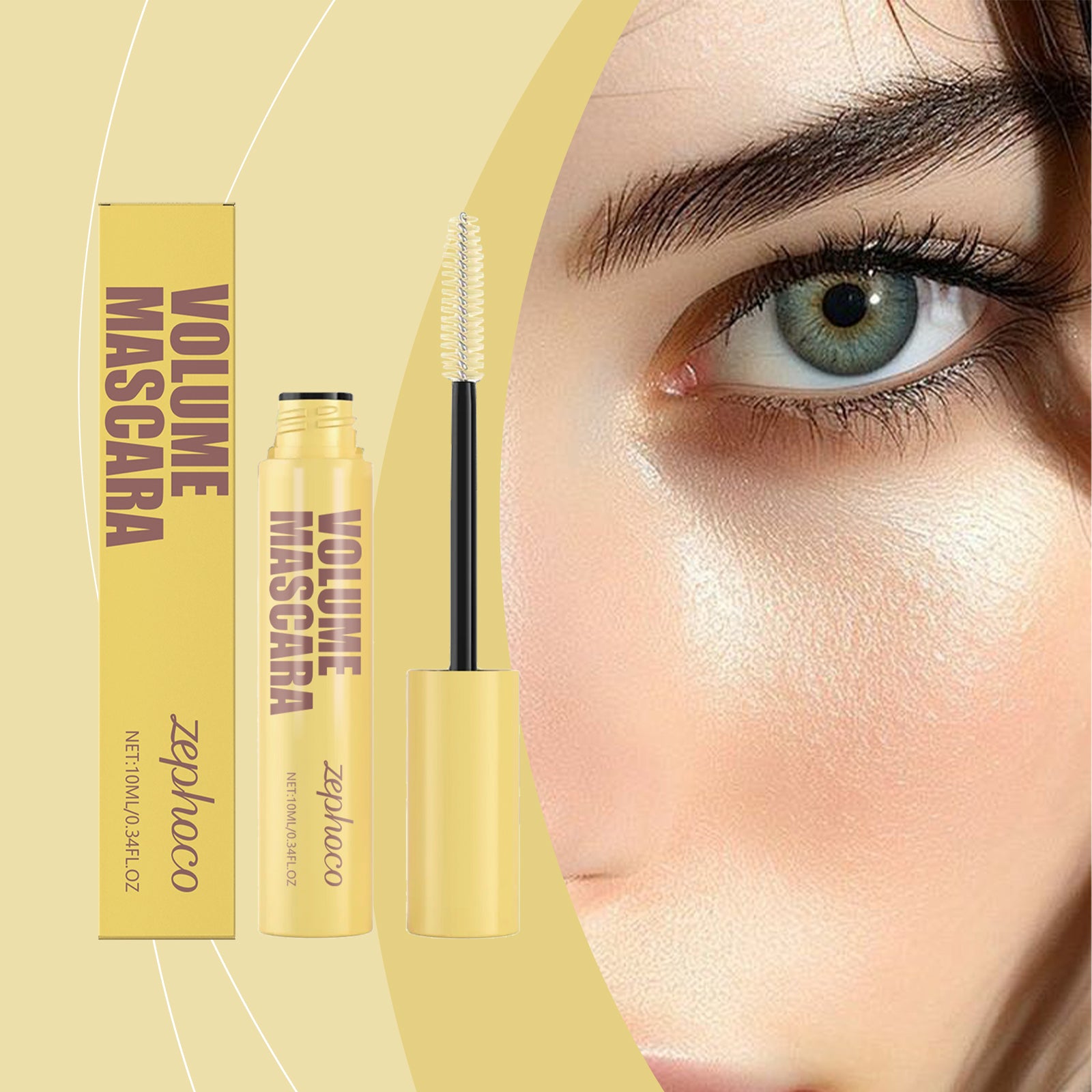 Mascara épais et fin Zephoco, mascara pour le contour des yeux, naturel sans bavures, épais sans paquets et résistant à la transpiration