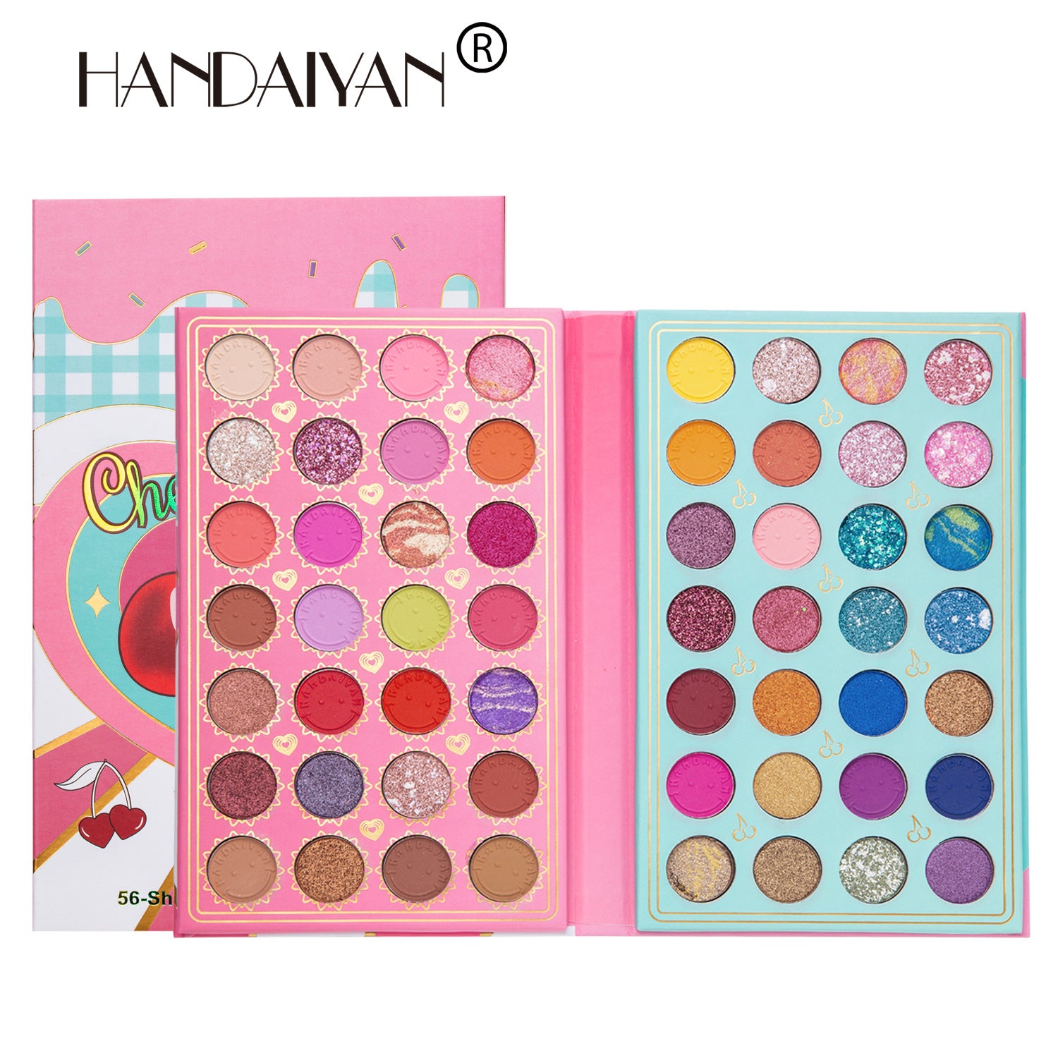 Palette de maquillage pour les yeux HANDAIYAN 56 couleurs, fini nacré mat à paillettes, maquillage de scène pour homme